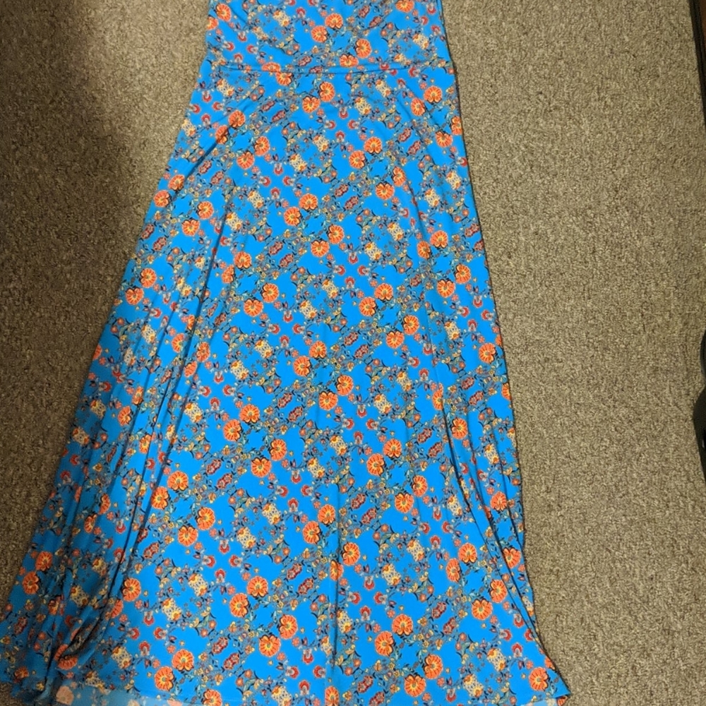 EUC blue w/flowers Lularoe Maxi Skirt Size S